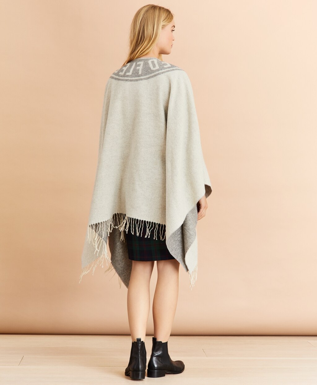 Brooks Brothers Women Logo-Pattern Wool-Blend Ruana
