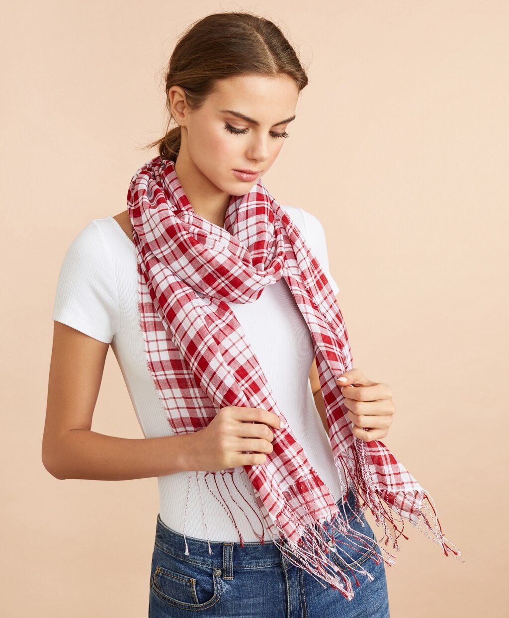 Brooks Brothers Women Plaid Cotton Scarf