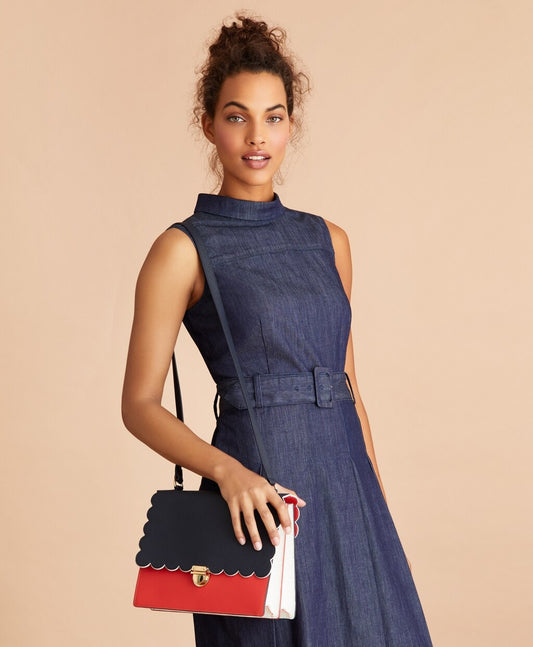 Brooks Brothers Women Color-Block Saffiano Leather Shoulder Bag