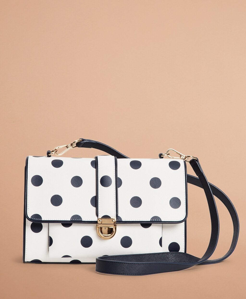 Brooks Brothers Women Polka-Dot Saffiano Leather Shoulder Bag
