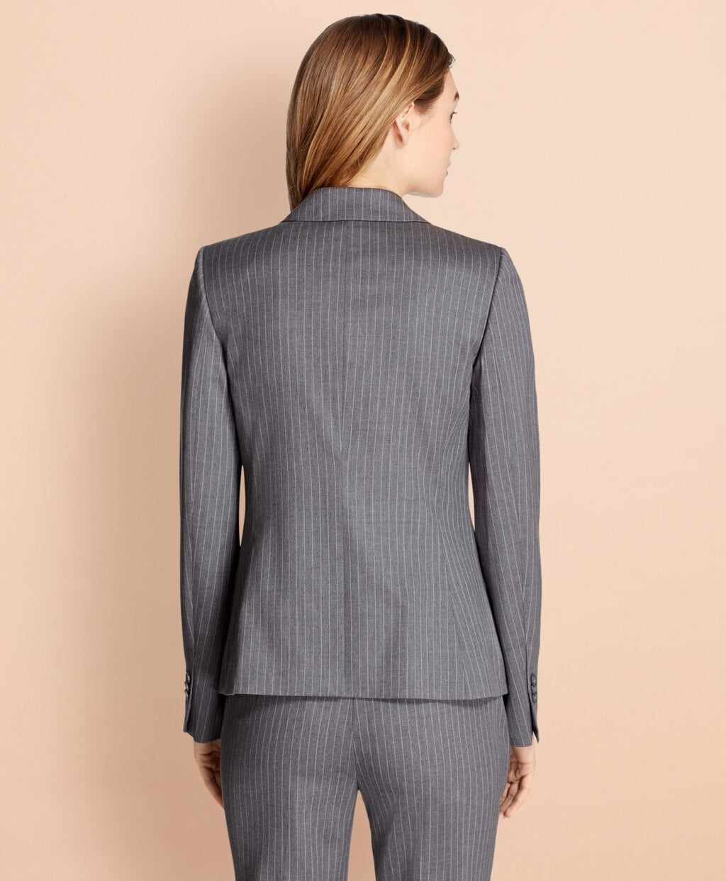 Brooks Brothers Women Pinstripe Stretch Wool Two-Button Jacket