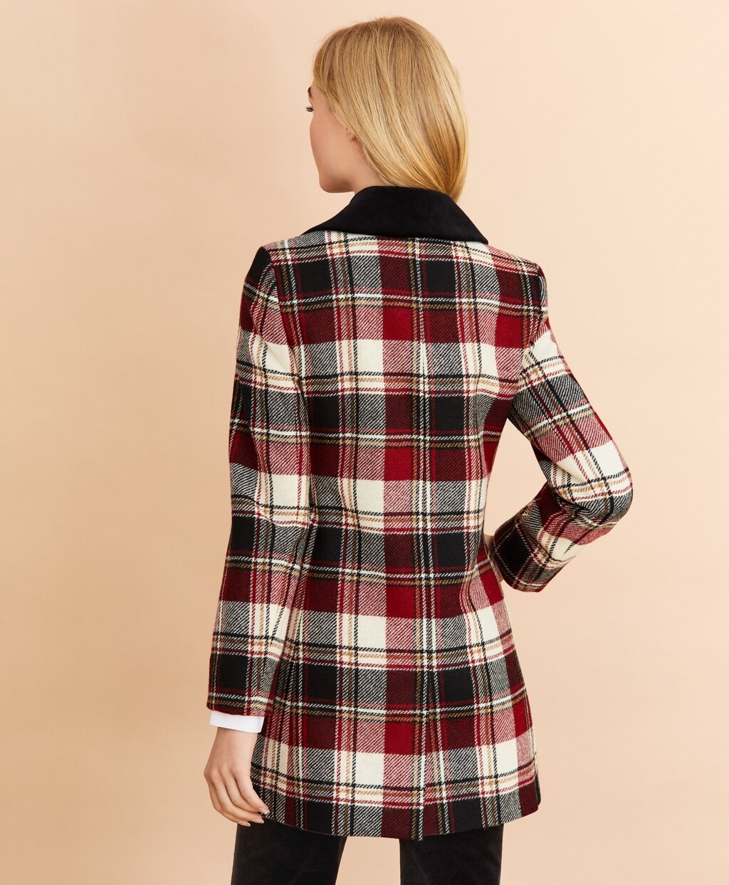 Brooks Brothers Women Plaid Wool Twill Long Jacket