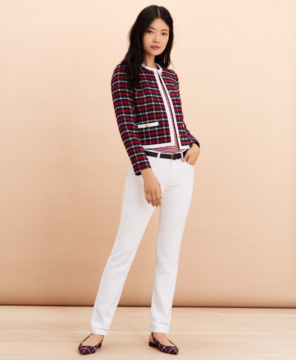 Brooks Brothers Women Checked Boucle Jacket