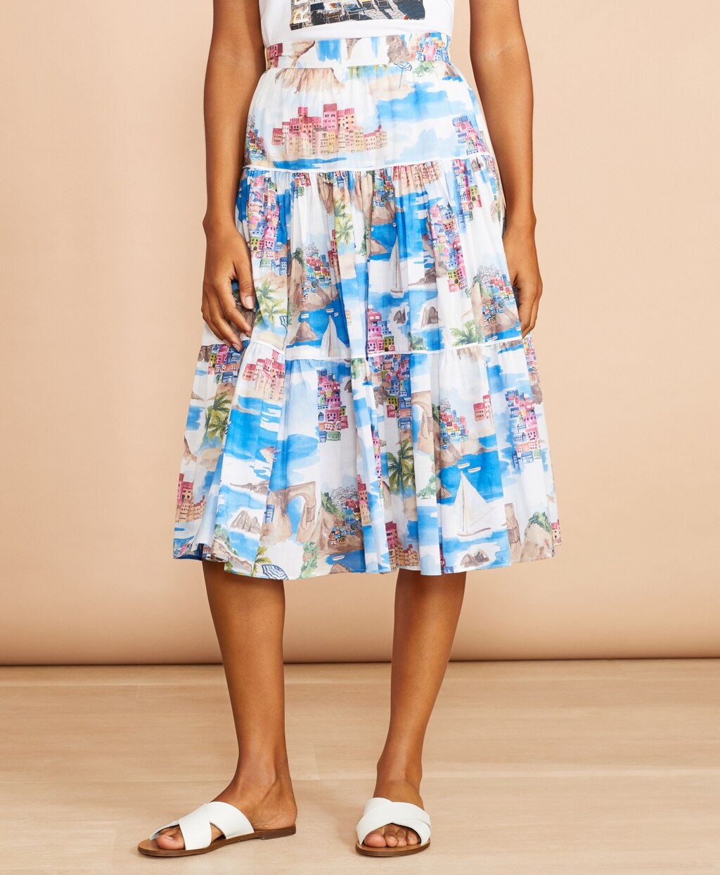 Brooks Brothers Women Costal-Print Cotton Midi Skirt