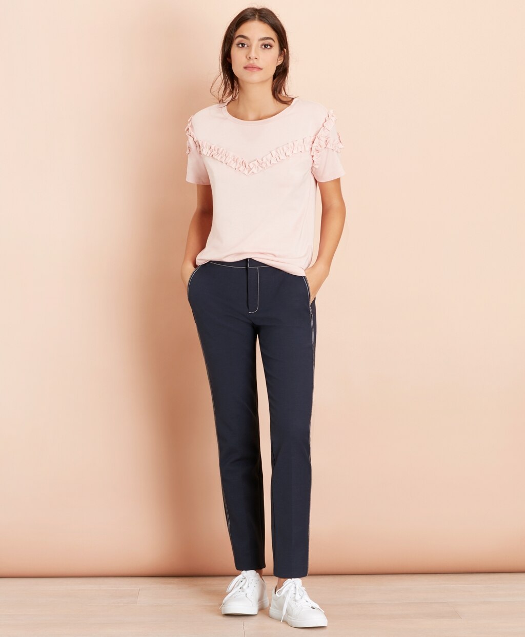 Brooks Brothers Women Ruffled T-Shirt