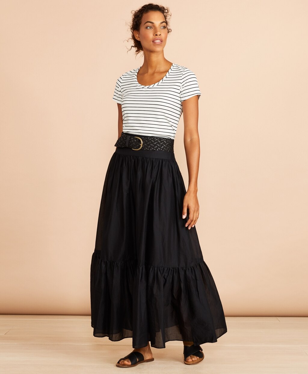 Brooks Brothers Women Striped Scoop-Neck T-Shirt