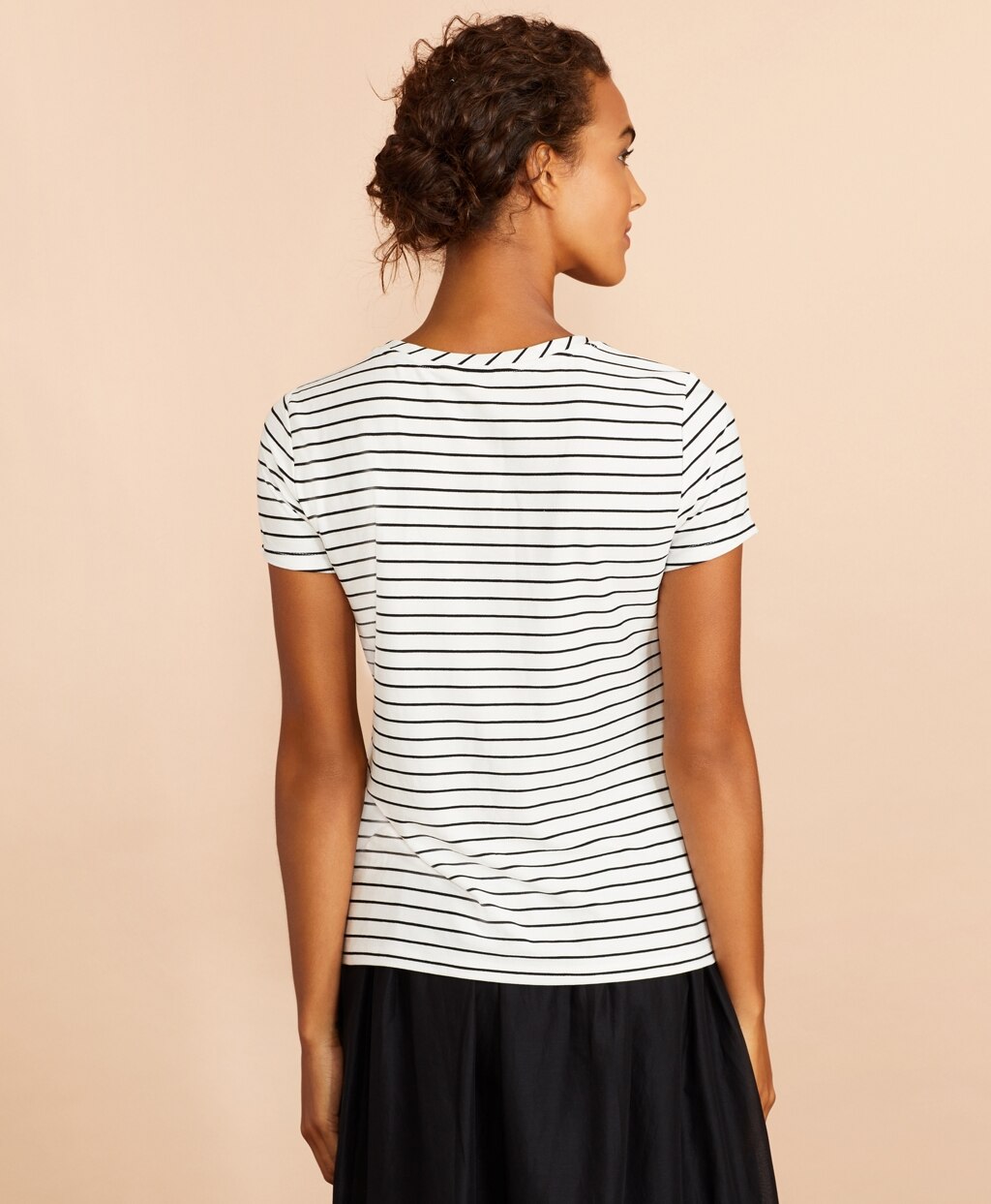 Brooks Brothers Women Striped Scoop-Neck T-Shirt