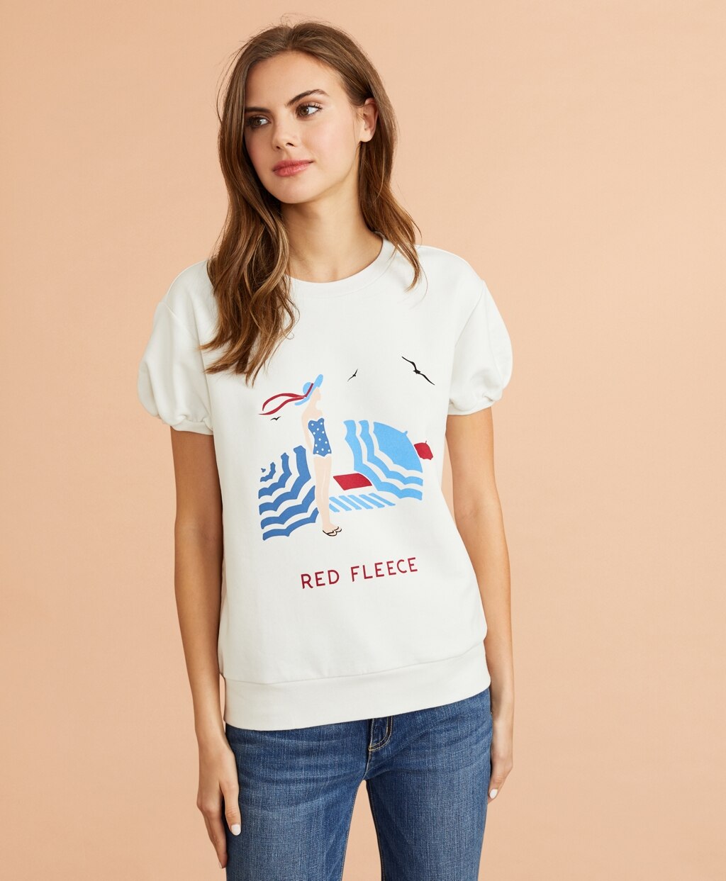 Brooks Brothers Women Beach Graphic French Terry Top