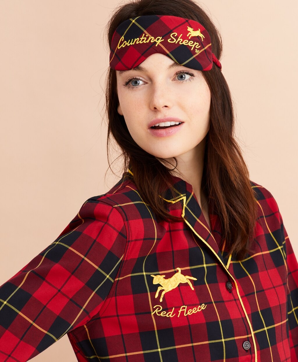 Brooks Brothers Women Tartan Cotton Twill Pajama & Eye-Mask Set