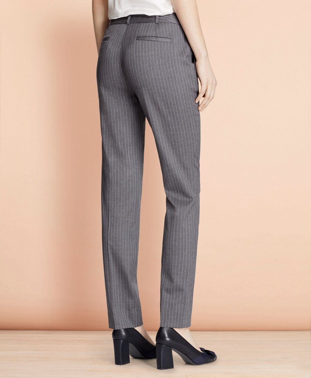 Brooks Brothers Women Tapered Pinstripe Stretch Wool Trousers