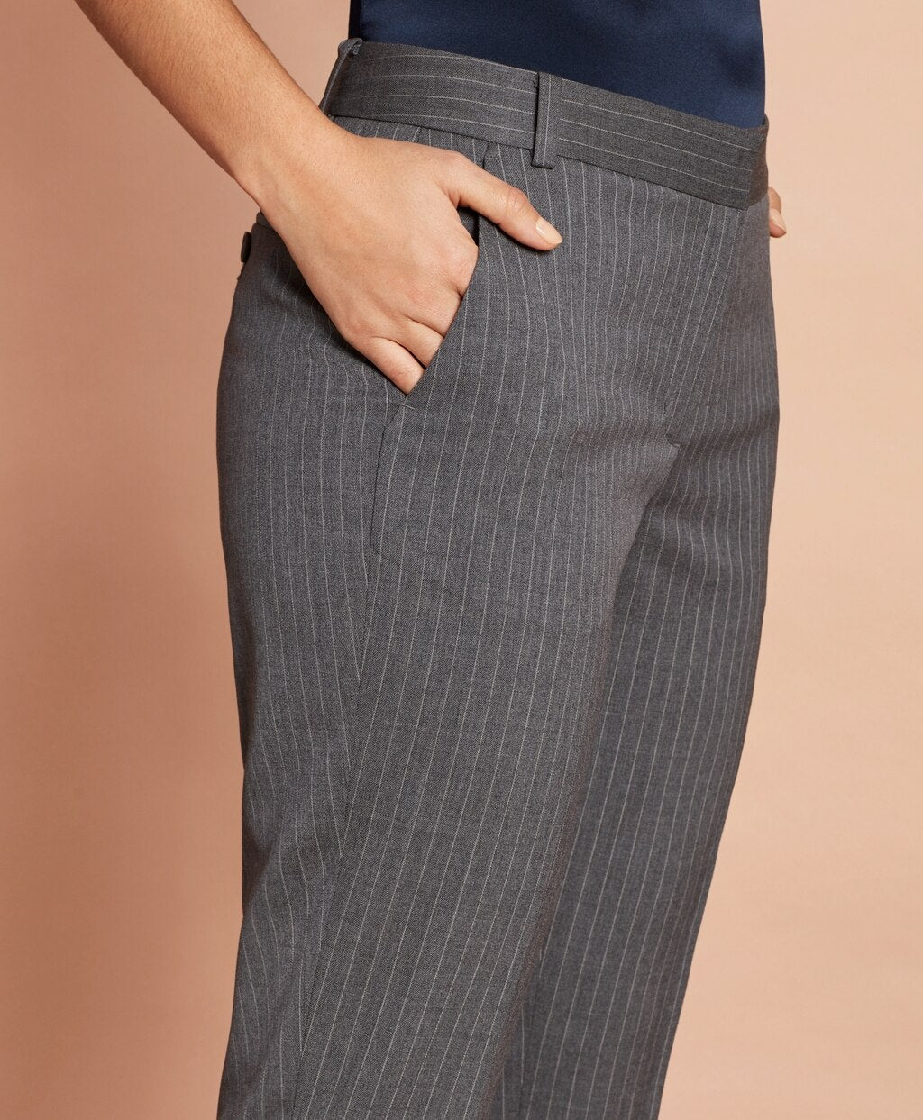Brooks Brothers Women Slim-Fit Pinstripe Stretch Wool Pants