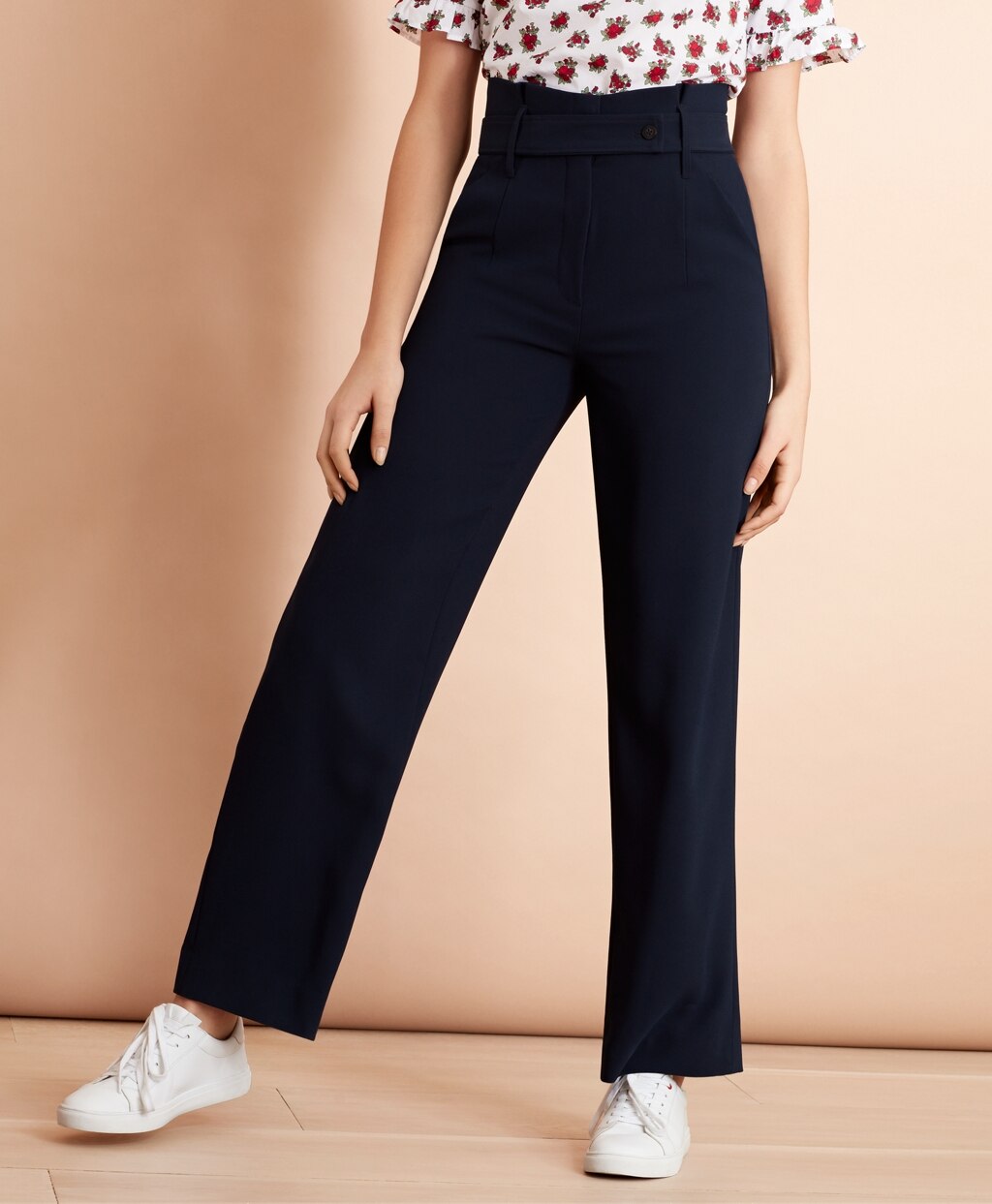 Brooks Brothers Women Crepe High-Rise Wide-Leg Pants