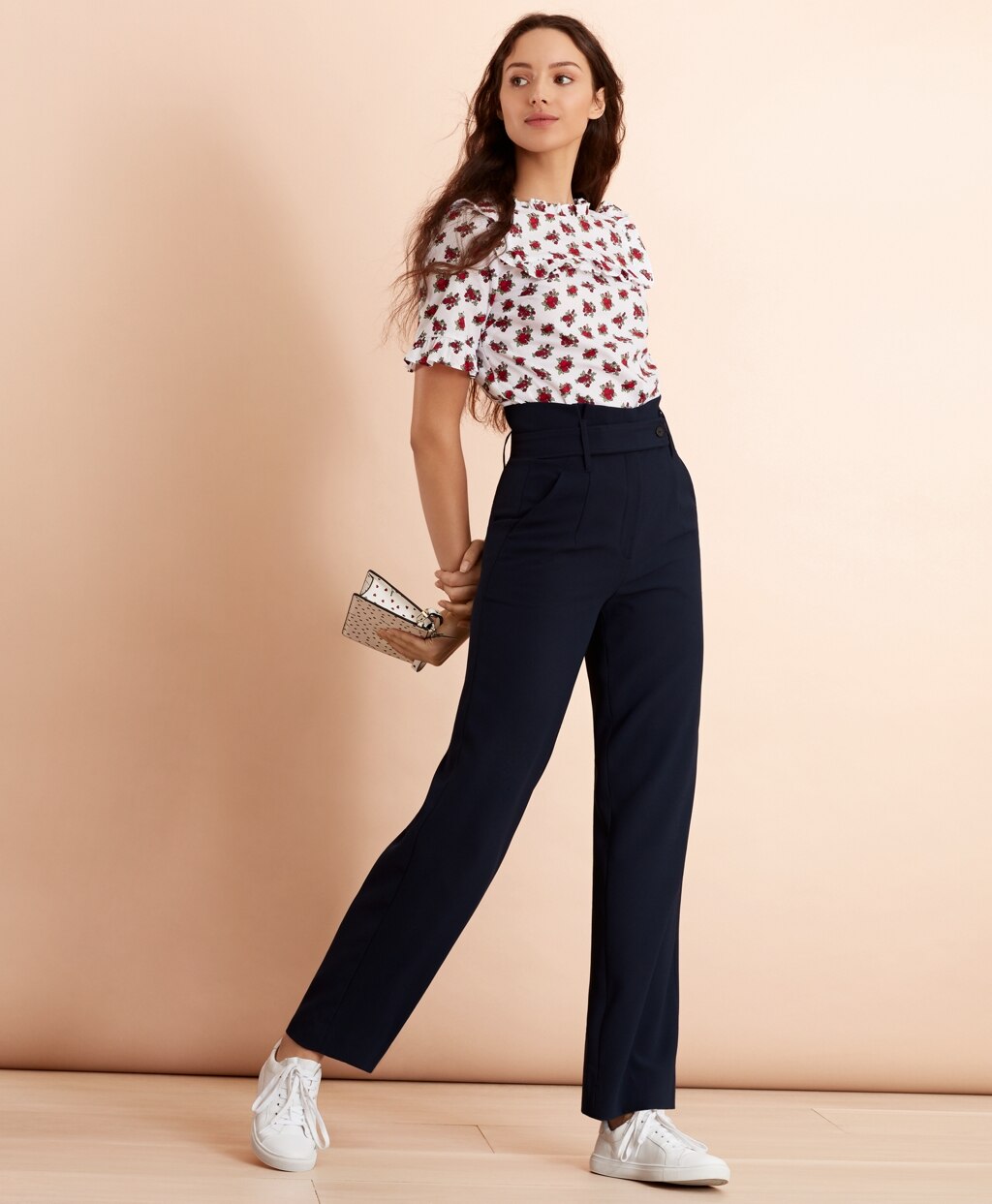 Brooks Brothers Women Crepe High-Rise Wide-Leg Pants