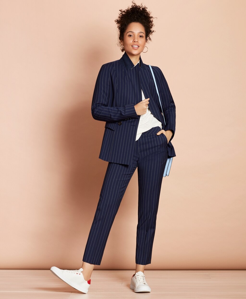 Brooks Brothers Women Striped Stretch-Wool Tapered Pants