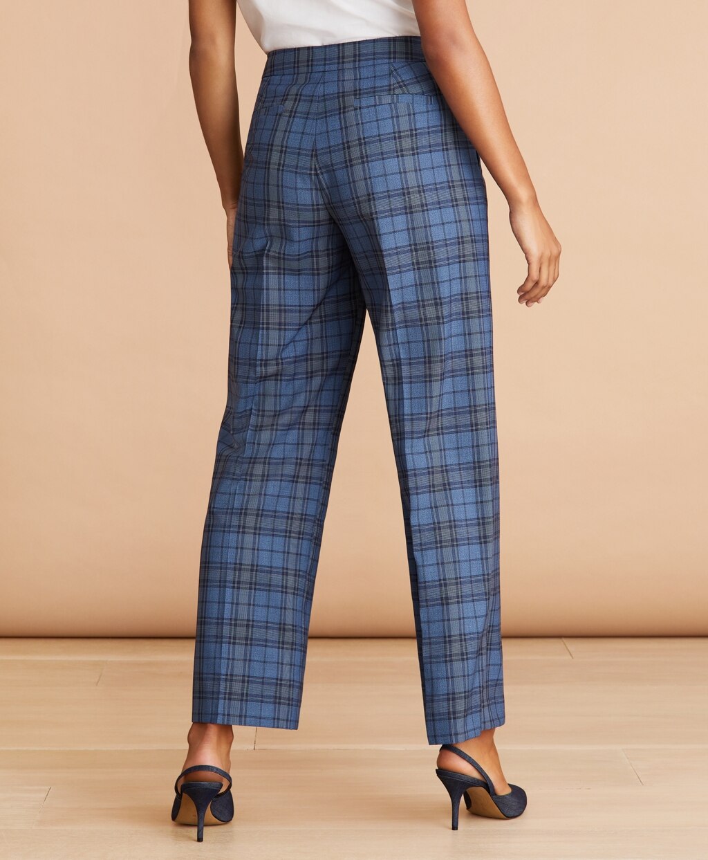 Brooks Brothers Women Tartan Wool Cropped Wide-Leg Pants