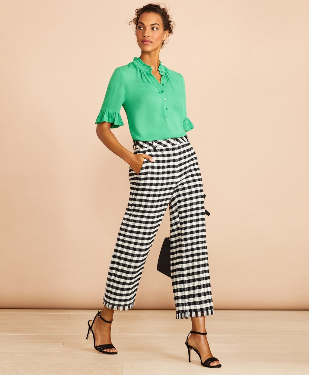 Brooks Brothers Women Gingham Boucle Cropped Pants