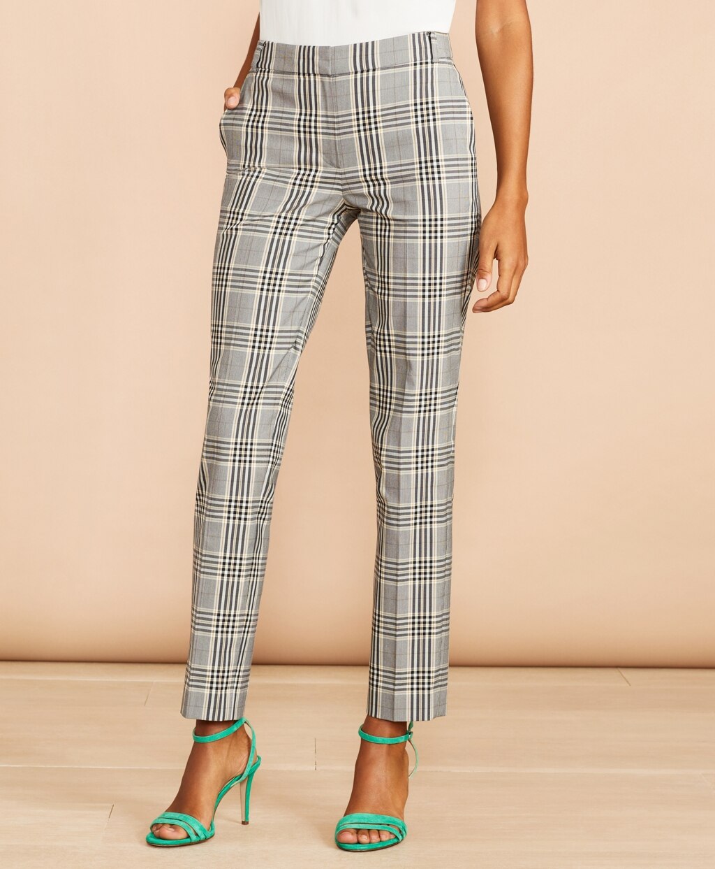 Brooks Brothers Women Tartan Stretch-Cotton-Blend Cropped Pants