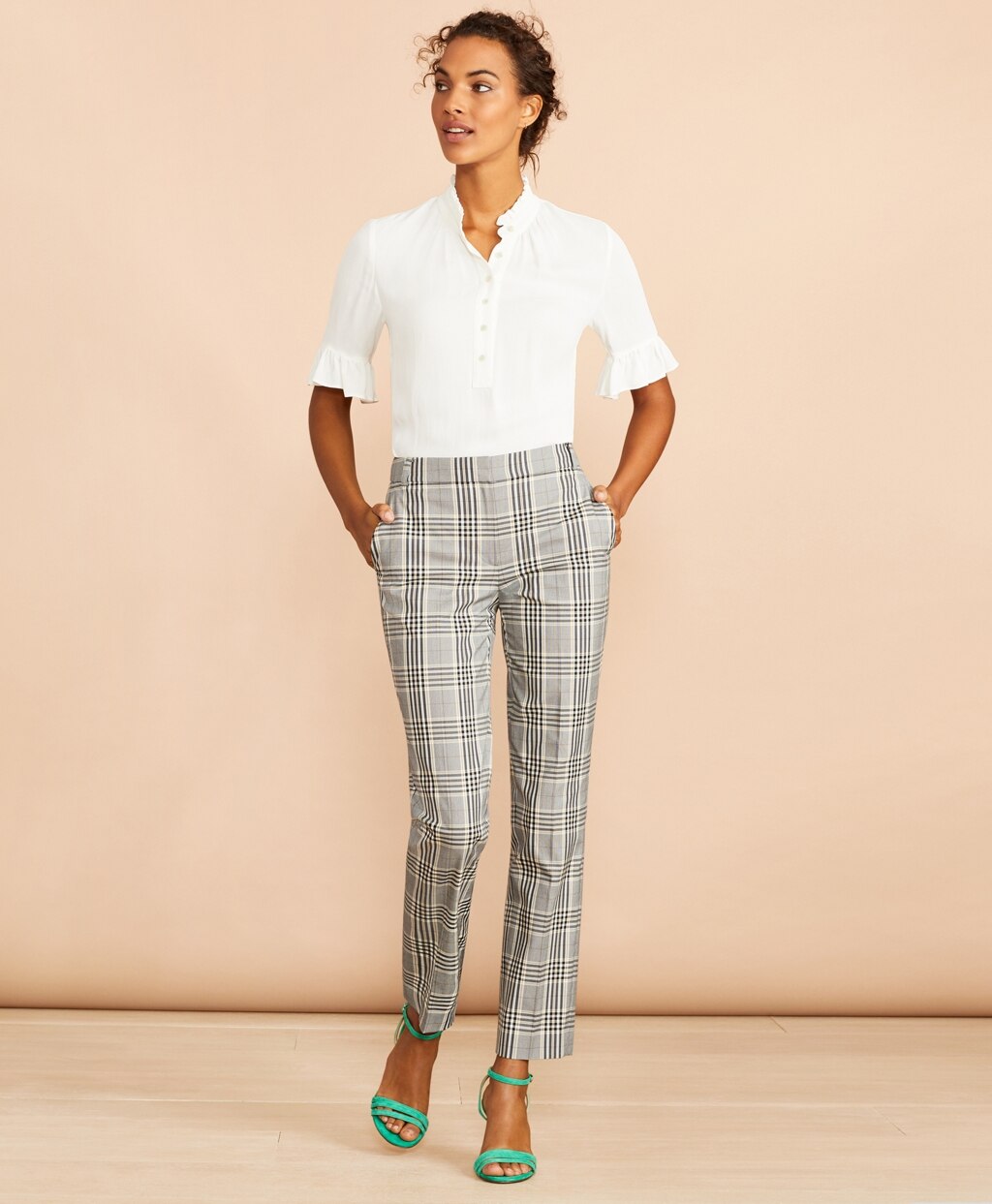 Brooks Brothers Women Tartan Stretch-Cotton-Blend Cropped Pants