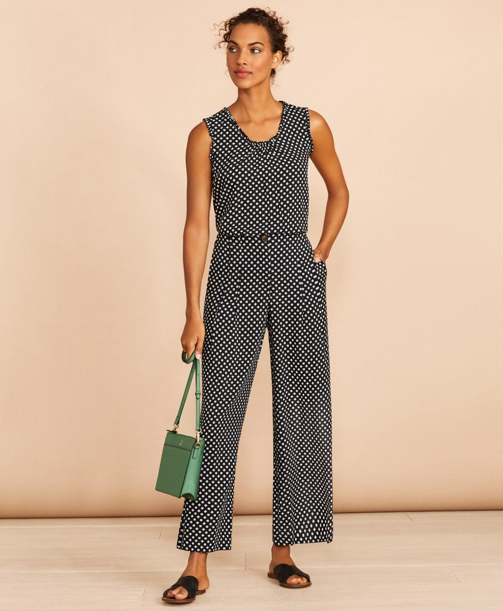 Brooks Brothers Women Floral-Print Pleat-Front Cropped Wide-Leg Pants