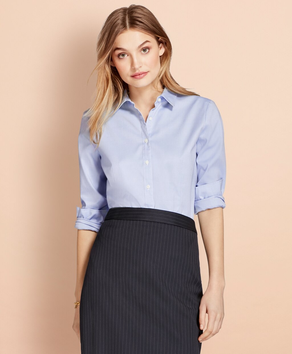 Brooks Brothers Women Nine-to-Nine Stretch Cotton Pinpoint Oxford Shirt