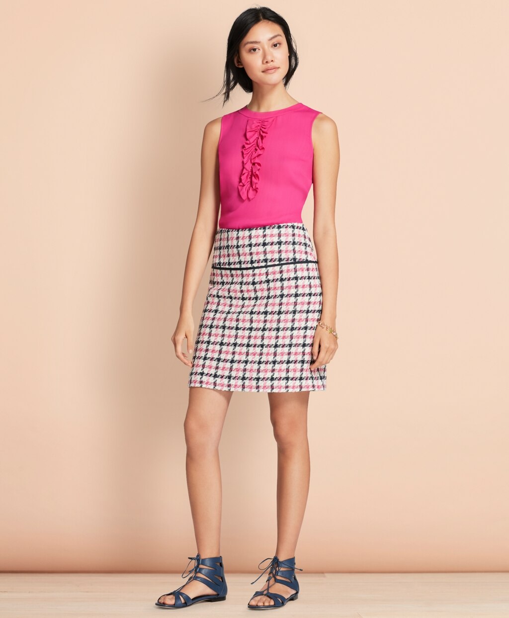Brooks Brothers Women Ruffled Crepe Top