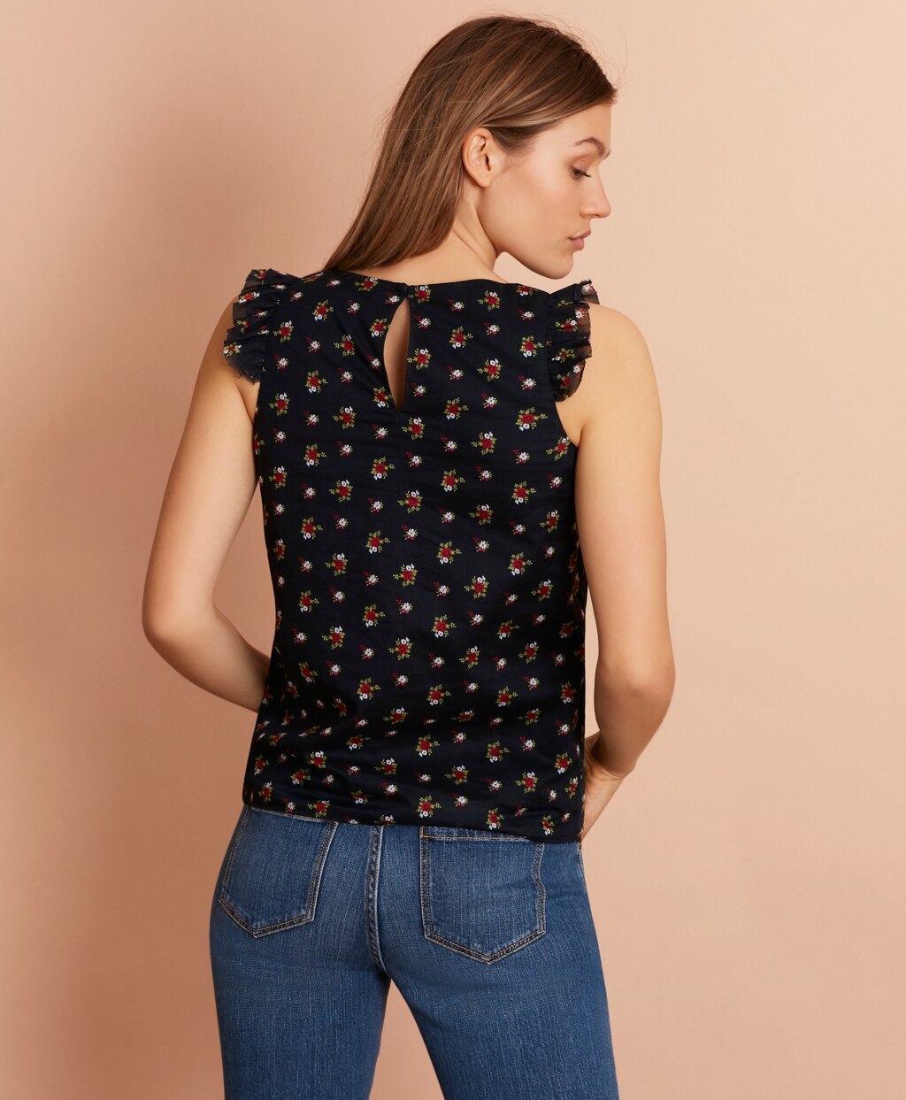 Brooks Brothers Women Floral-Print Ruffled Cotton Top