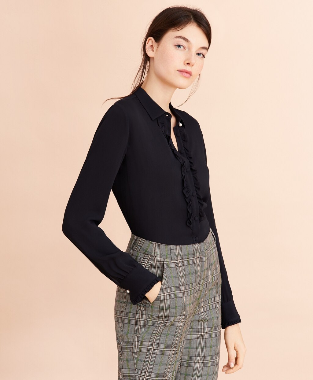 Brooks Brothers Women Crepe Ruffled Blouse
