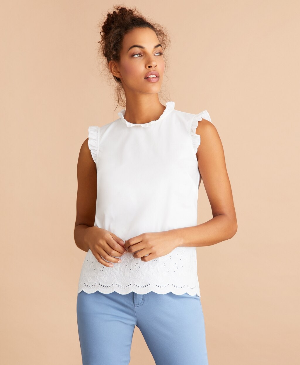 Brooks Brothers Women Eyelet-Trimmed Poplin Blouse