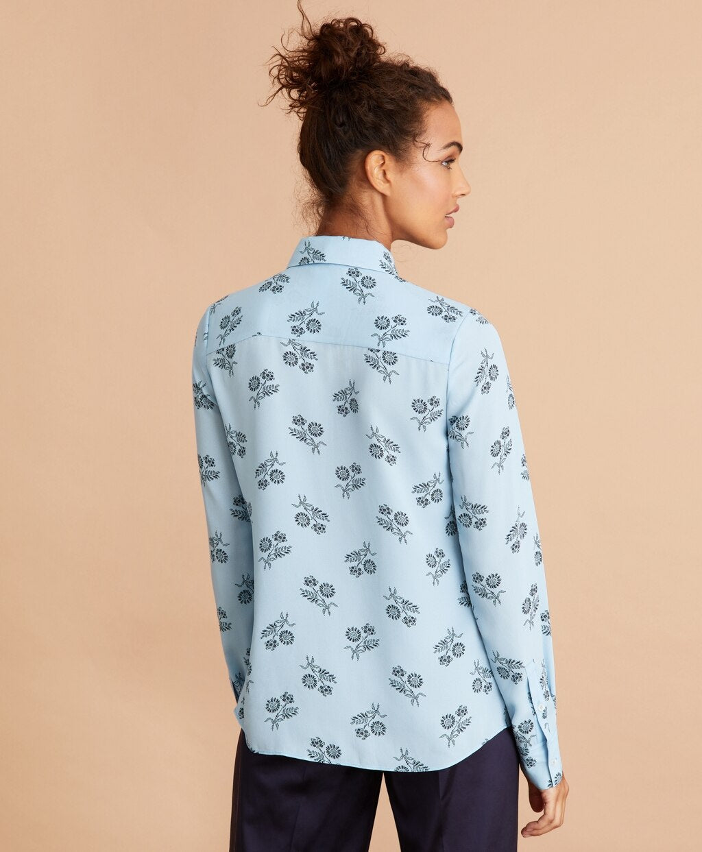 Brooks Brothers Women Floral-Print Bow-Neck Crepe Shirt