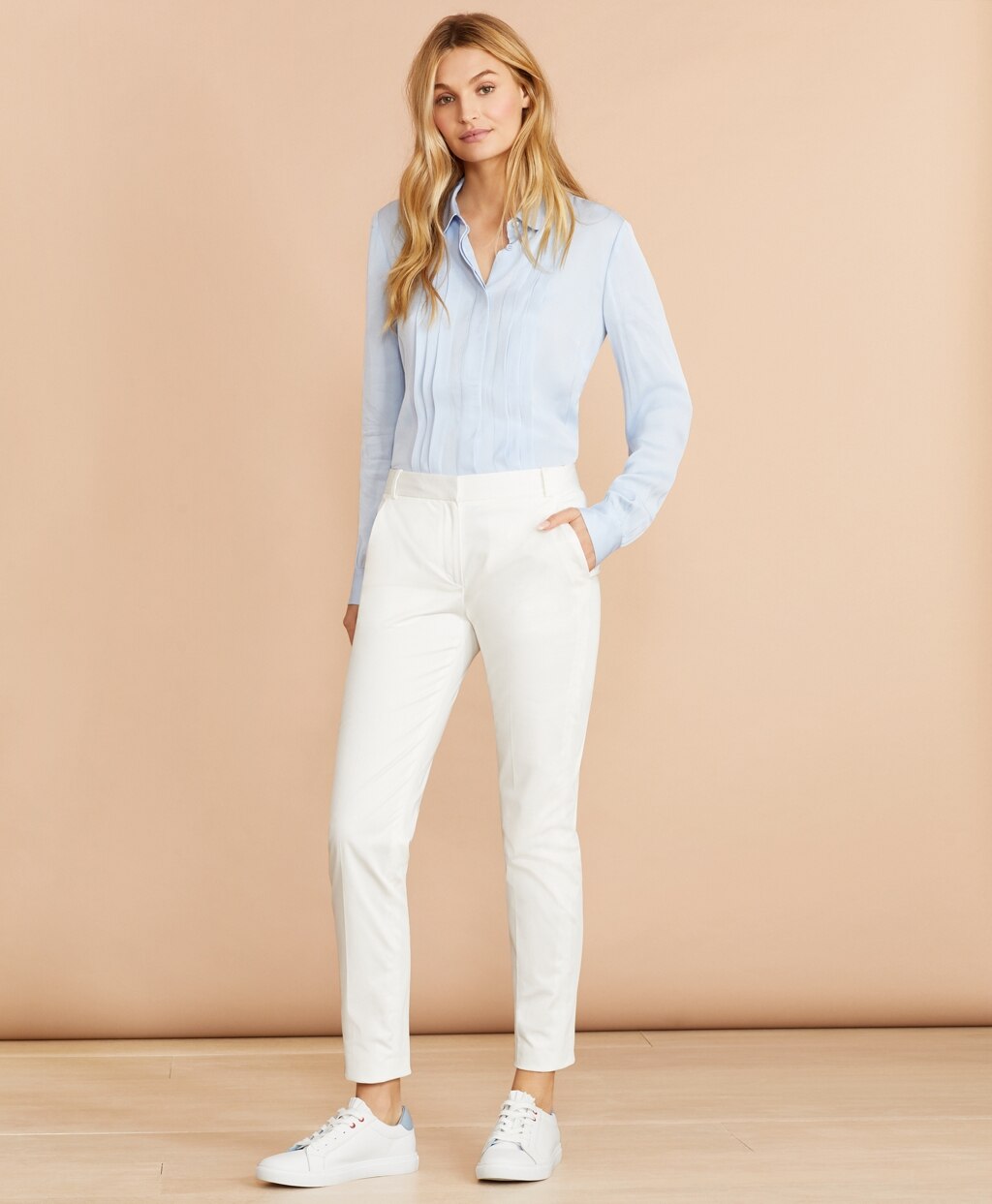 Brooks Brothers Women Pintucked Crepe Blouse