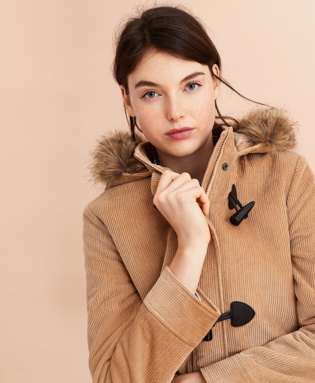 Brooks Brothers Women Water-Repellent Cotton Corduroy Duffle Coat
