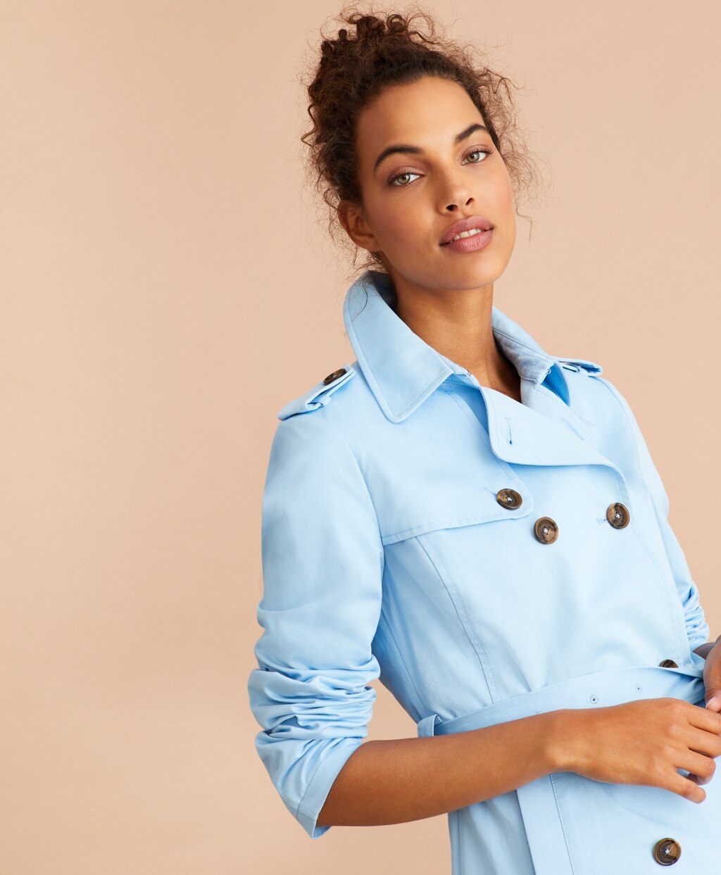 Brooks Brothers Women Water-Repellent Cotton Twill Trench Jacket