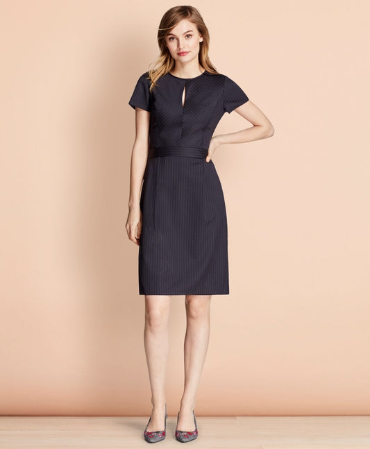 Brooks Brothers Women Pinstripe Stretch Wool Dress