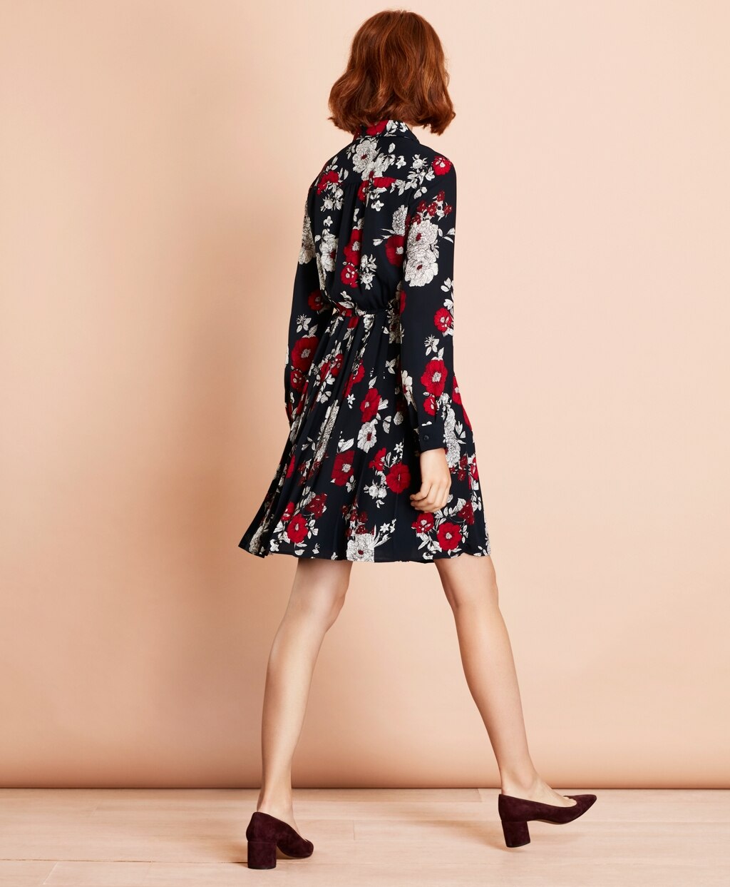 Brooks Brothers Women Floral-Print Crepe Shirt Dress