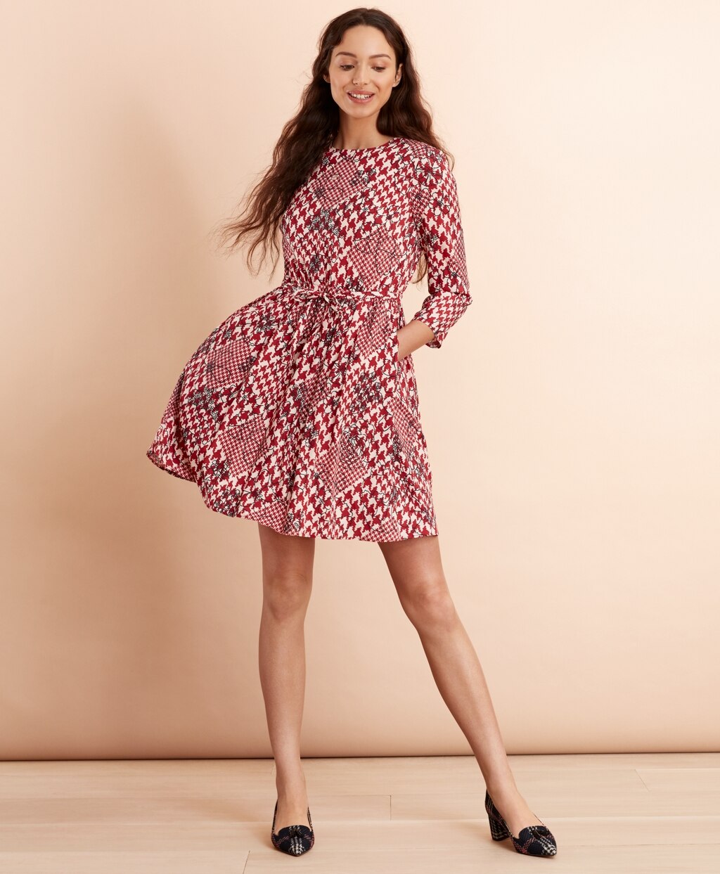 Brooks Brothers Women Floral Houndstooth-Print Dress