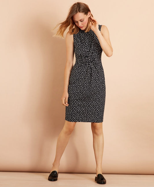 Brooks Brothers Women Floral-Print Ruched Knot Jersey Sheath Dress