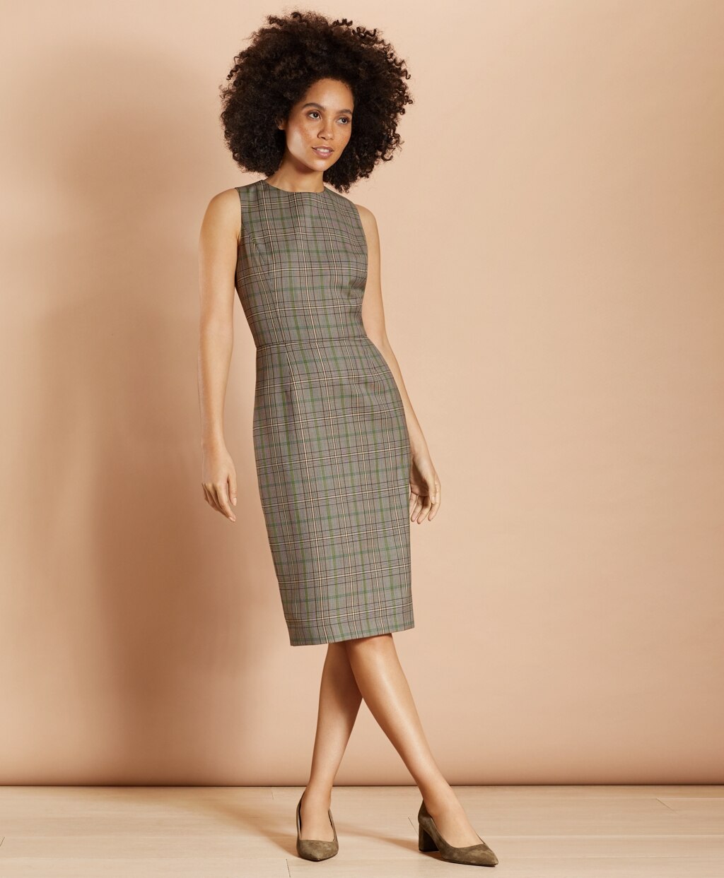 Brooks Brothers Women Plaid Wool Twill Sheath Dress