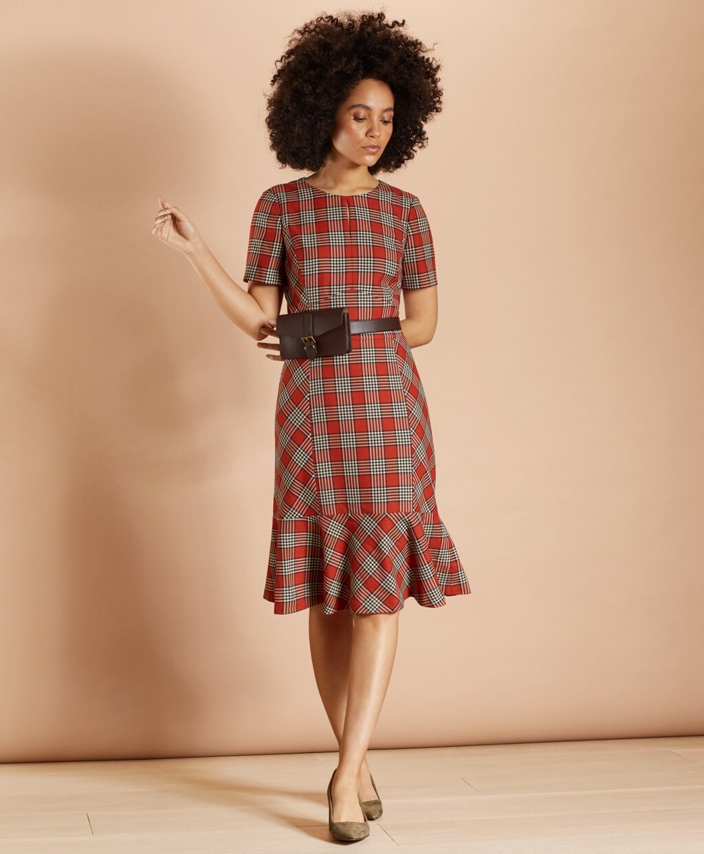 Brooks Brothers Women Plaid Flounce-Hem Dress