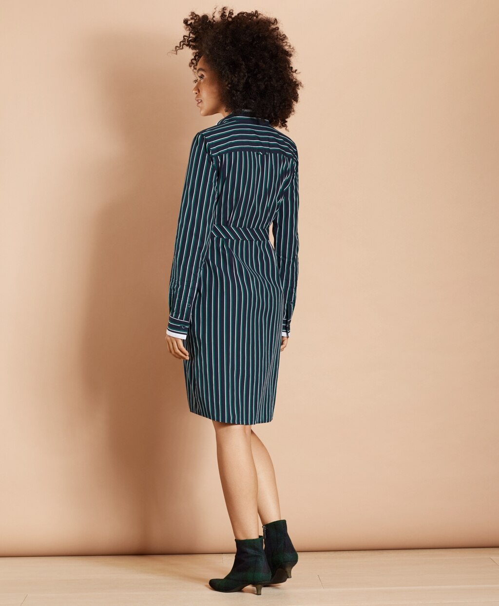 Brooks Brothers Women Striped Cotton Dobby Shirt Dress