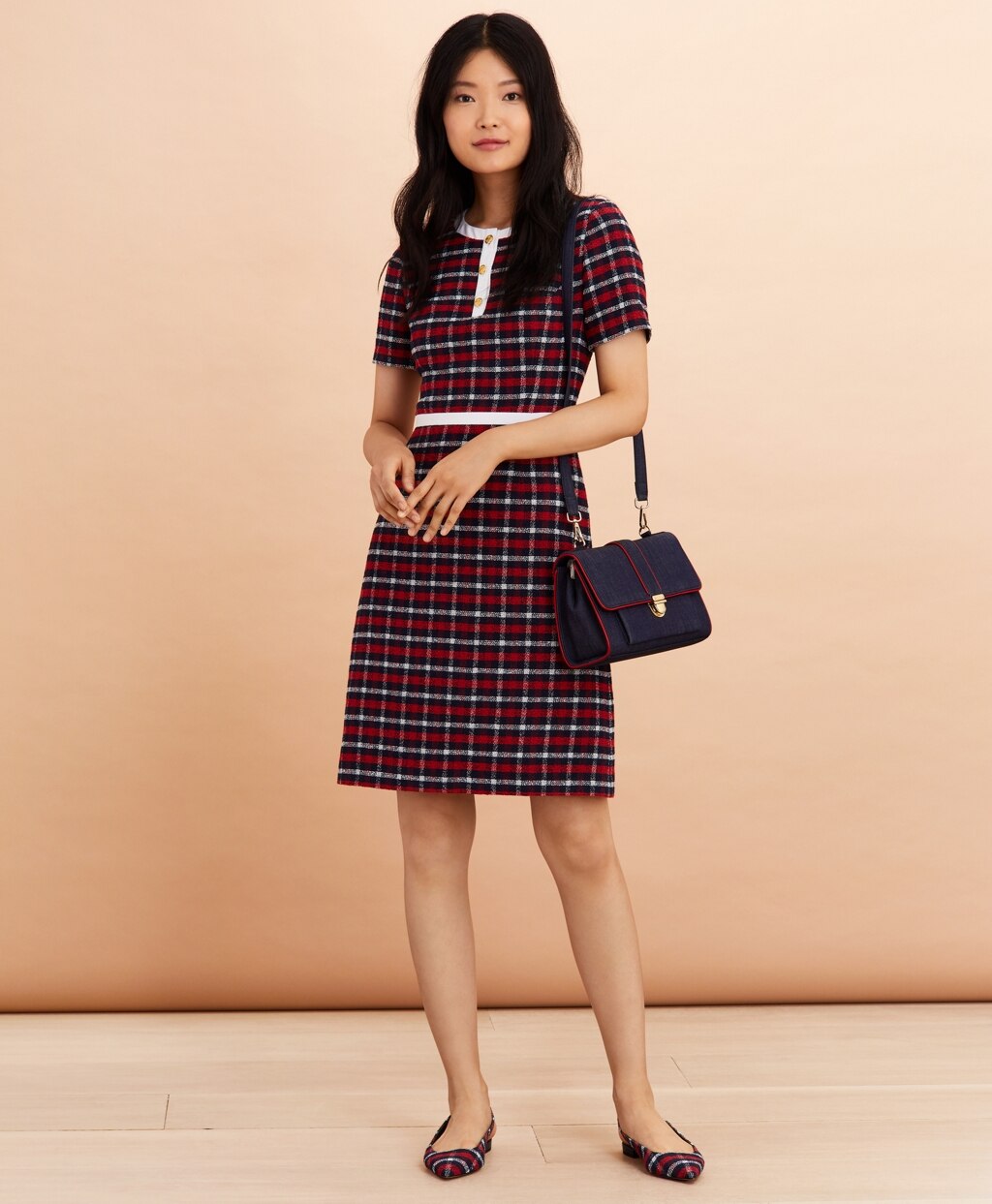 Brooks Brothers Women Checked Boucle A-Line Dress