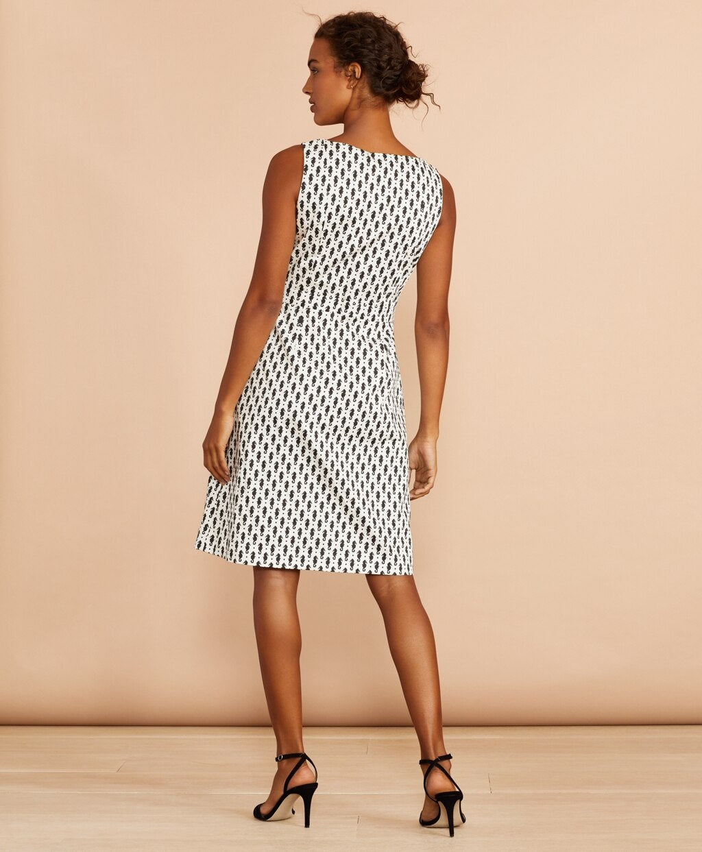 Brooks Brothers Women Seahorse-Print Stretch Cotton Sateen Sheath Dress