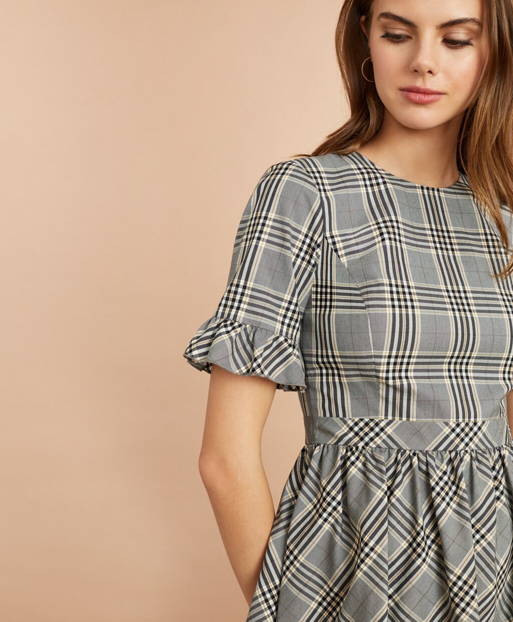 Brooks Brothers Women Tartan Ruffled Elbow-Sleeve Dress