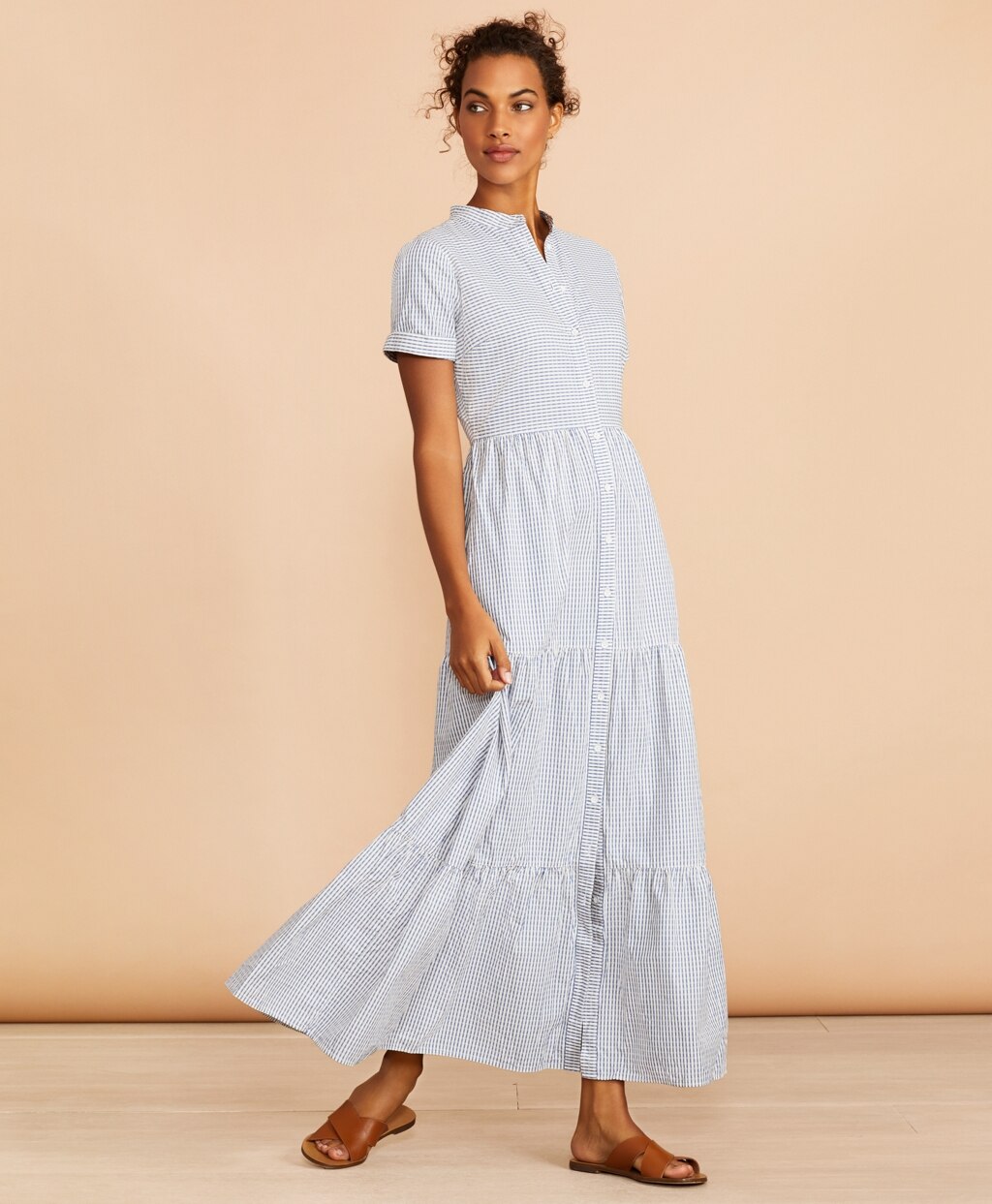 Brooks Brothers Women Striped Cotton Dobby Maxi Dress