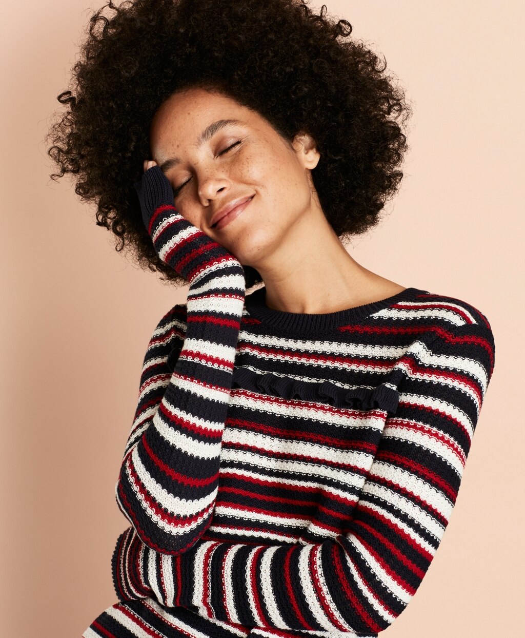 Brooks Brothers Women Striped Pointelle Cotton Sweater