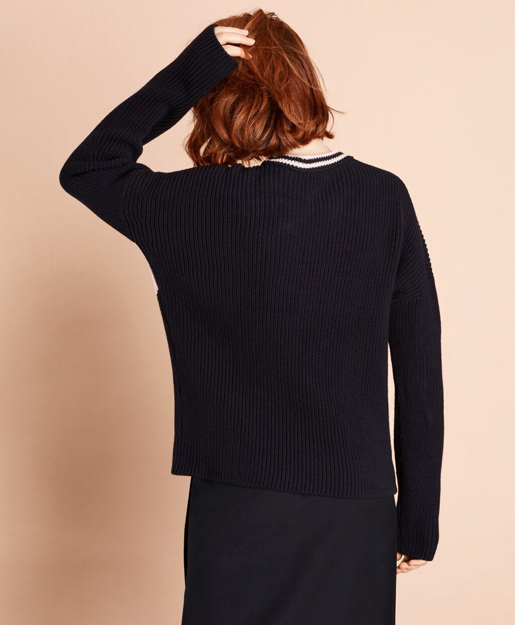 Brooks Brothers Women Chevron-Patterned Cotton Sweater