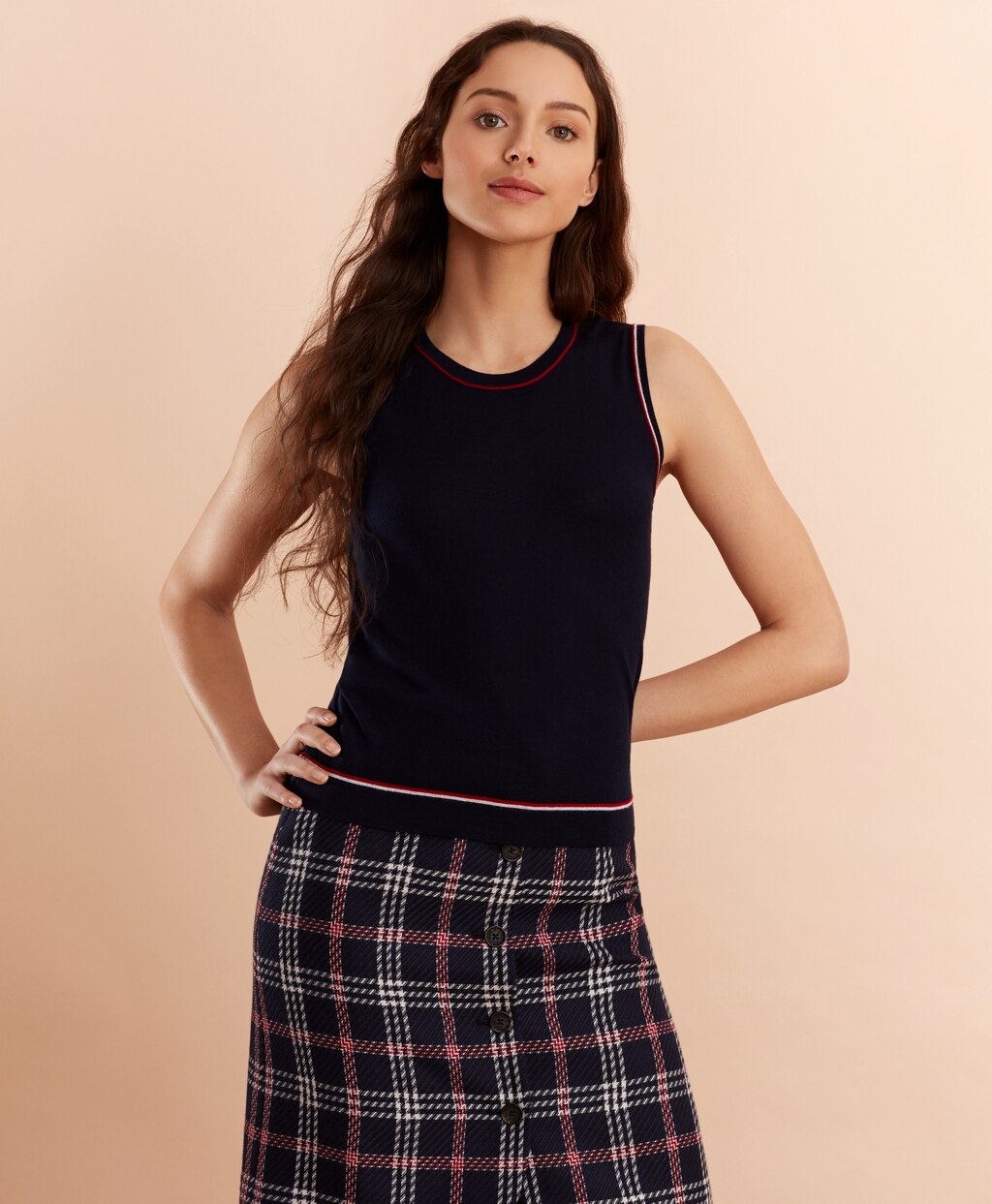 Brooks Brothers Women Stripe-Tipped Merino Wool Top