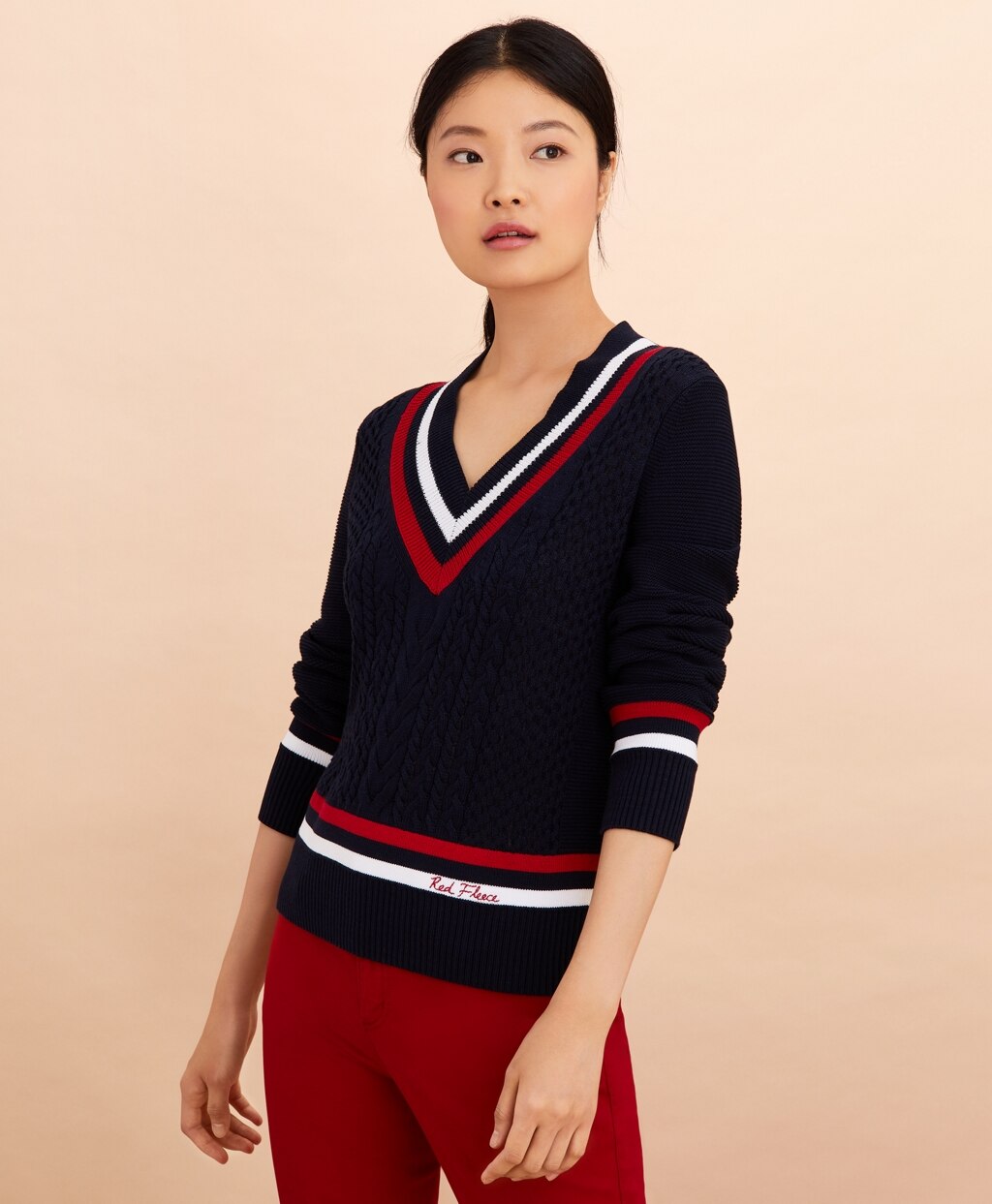 Brooks Brothers Women Logo-Embroidered Cotton Tennis Sweater