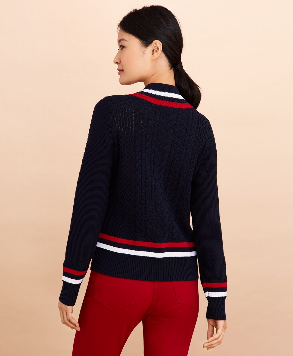 Brooks Brothers Women Logo-Embroidered Cotton Tennis Sweater