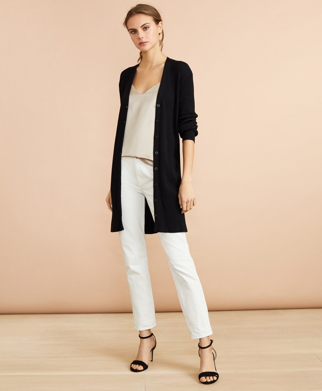 Brooks Brothers Women Rib-Knit Cotton Boyfriend Cardigan