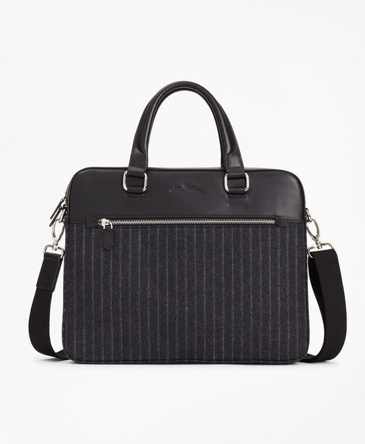 Brooks Brothers Men Wool Stripe Briefcase